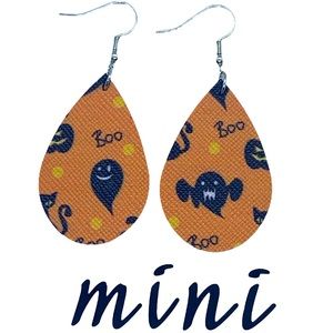 Mini Faux Leather Teardrop Earrings Halloween Fashion Jewelry